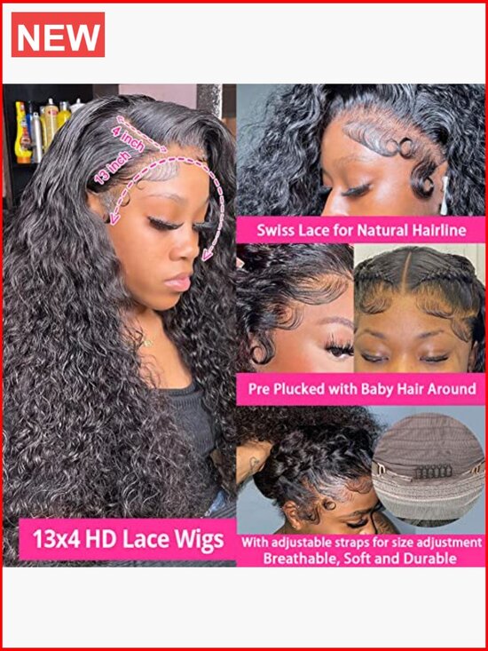 13x4 Deep Wave Lace Front Wig Human Hair 180% Density 26 Inch main image 6